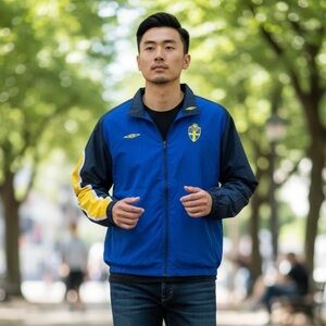 EUC - Vintage 2004/2006 Umbro Blue and Yellow Swedish Sports Jacket - Size M